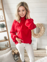 Load image into Gallery viewer, Red Tie Back Long Sleeve Top
