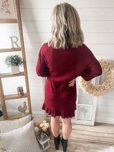 Load image into Gallery viewer, Burgundy Ribbed Mock Neck Dress
