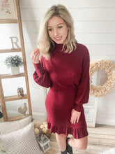 Load image into Gallery viewer, Burgundy Ribbed Mock Neck Dress
