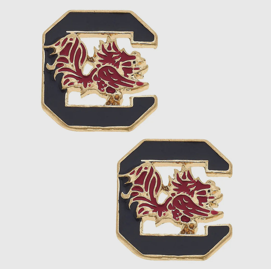 South Carolina Gamecocks Logo Small Stud Earrings Gold