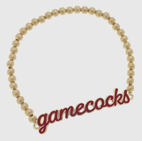 South Carolina Gamecocks Garnet Script Stretch Bracelet