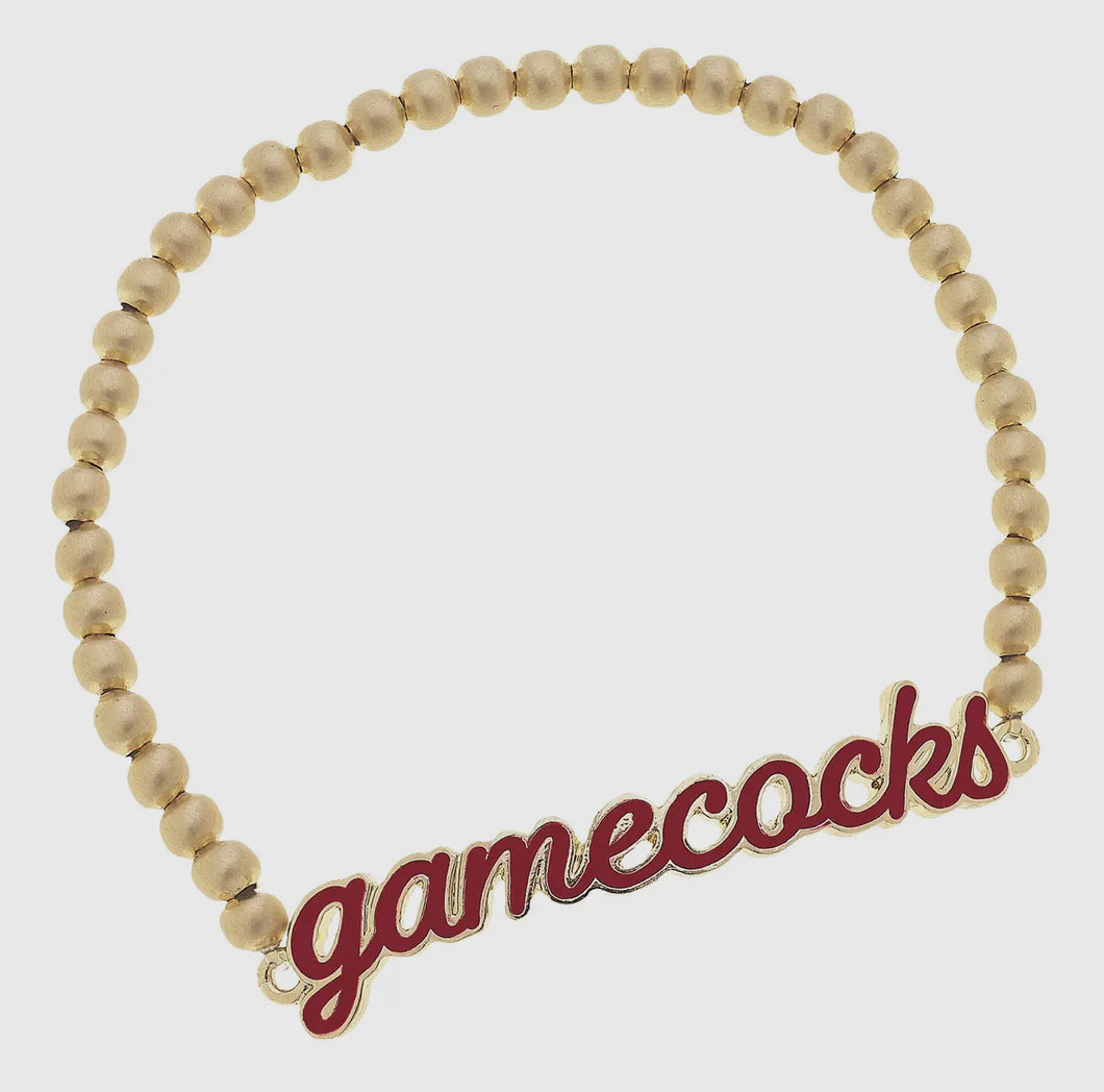 South Carolina Gamecocks Garnet Script Stretch Bracelet