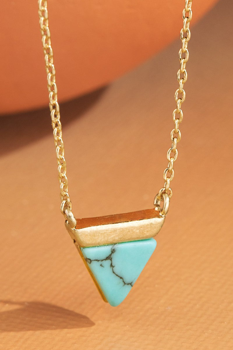 Marbled Turquoise Triangular Pendent Necklace