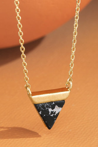 Marbled Black Triangular Pendent Necklace