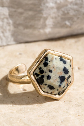 Dalmatian Stone Adjustable Ring
