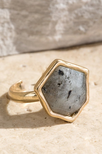 Marbled Grey Stone Adjustable Ring