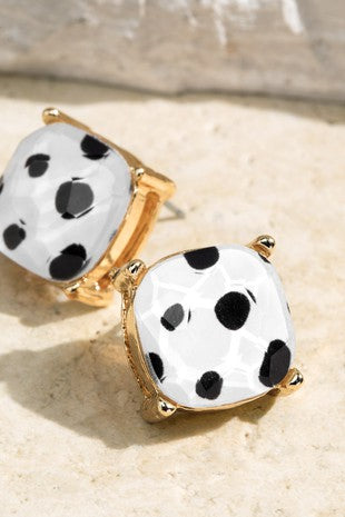 Dalmatian Glass Stud Earrings