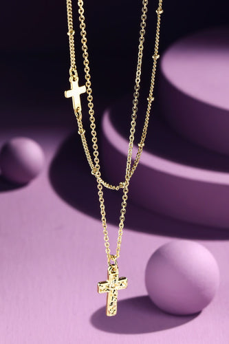 Cross Pendant Double Layer Necklace