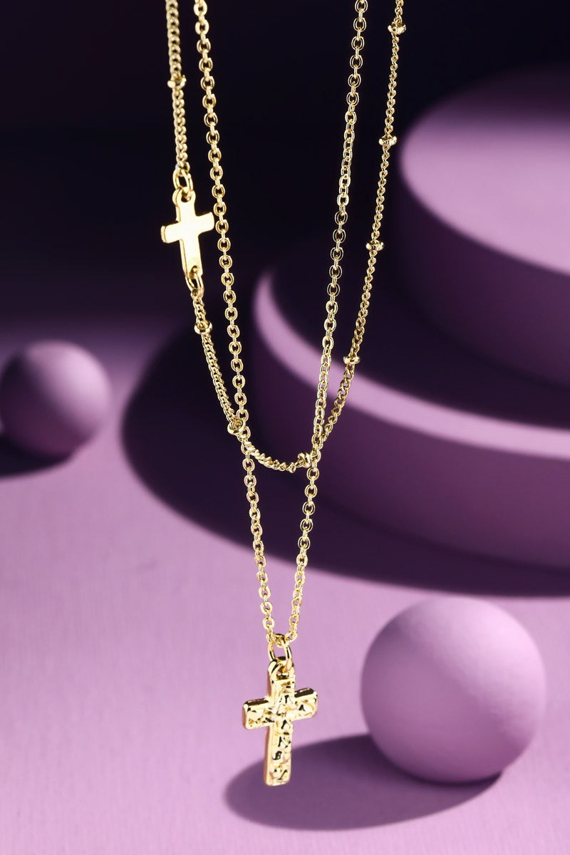 Cross Pendant Double Layer Necklace