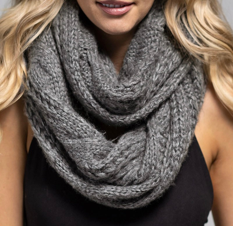 Charcoal Cable Knit Infinity Scarf