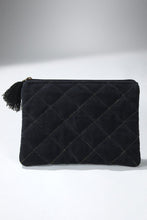 Load image into Gallery viewer, Black Velvet Quilted Pouch
