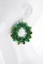 Load image into Gallery viewer, Christmas Wreath Hoop Earrings
