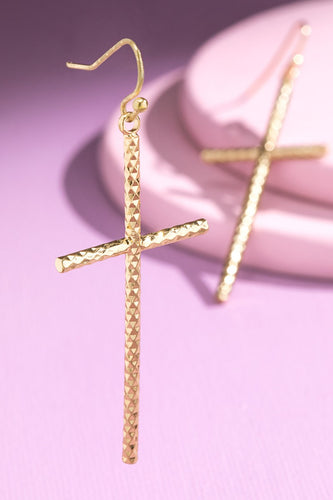 Gold Colored Cross Earrings