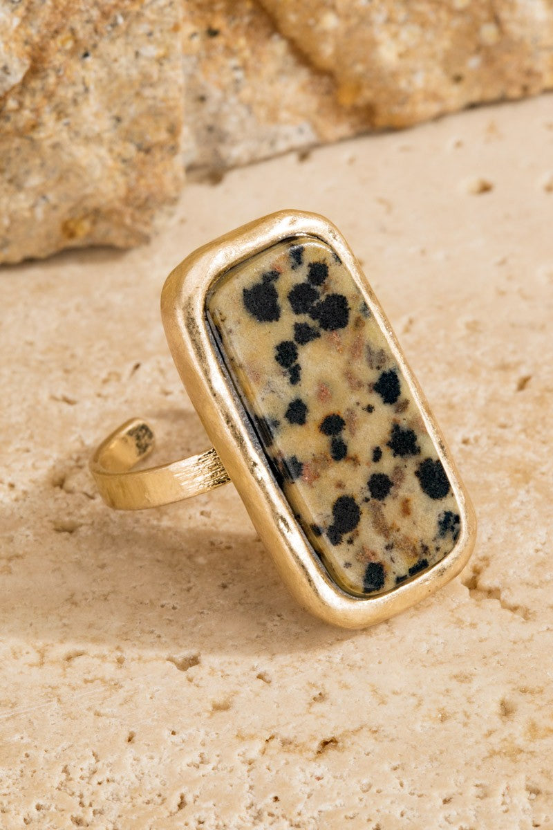 Dalmatian Rectangular Adjustable Ring