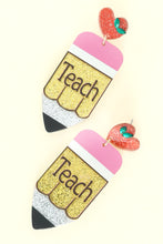Load image into Gallery viewer, Glitter Teach Pencil Earrings

