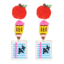 Load image into Gallery viewer, A+ Pencil Paper Tiered Earrings
