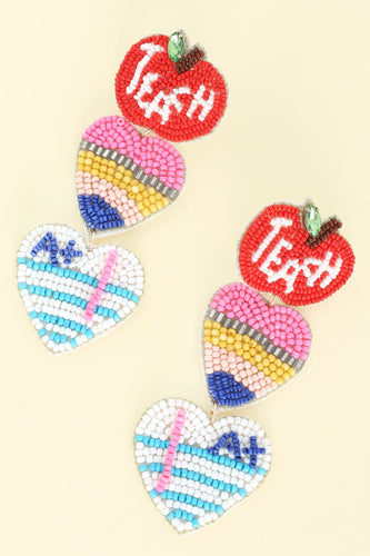 A+ Heart Shaped Paper & Pencil Tiered Earrings