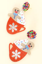 Load image into Gallery viewer, Gingerbread Cocoa Cup Glitter Earrings
