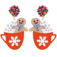 Load image into Gallery viewer, Gingerbread Cocoa Cup Glitter Earrings
