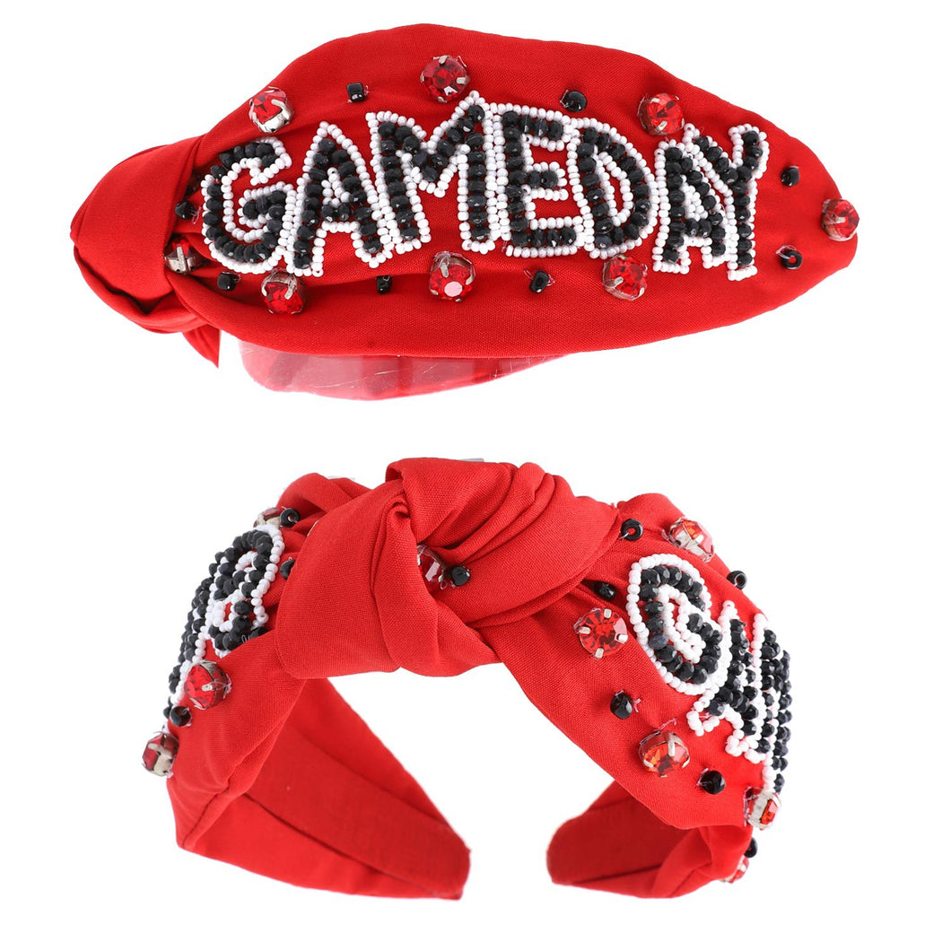 Georgia Bulldogs Red and Black Jeweled Game Day Beaded Headband