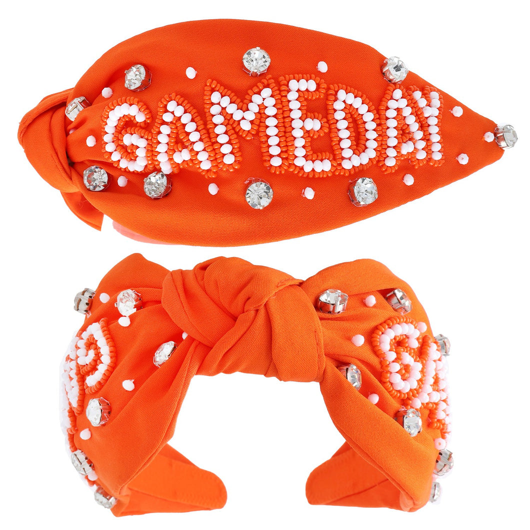 Clemson Tigers Tennessee Smokey Orange and White Jeweled Game Day Beaded Headband