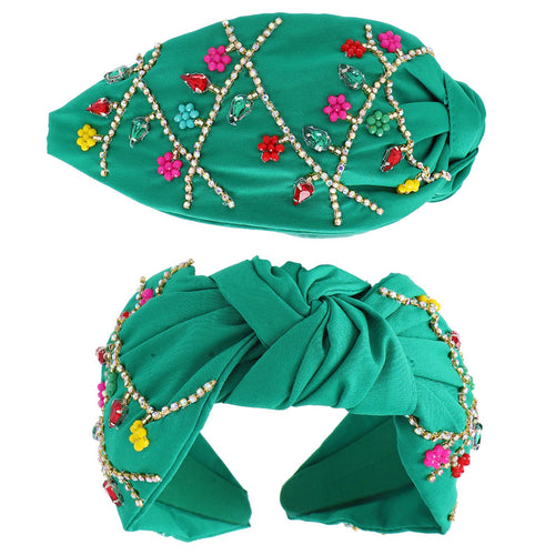 Green Jeweled Christmas Lights Headband