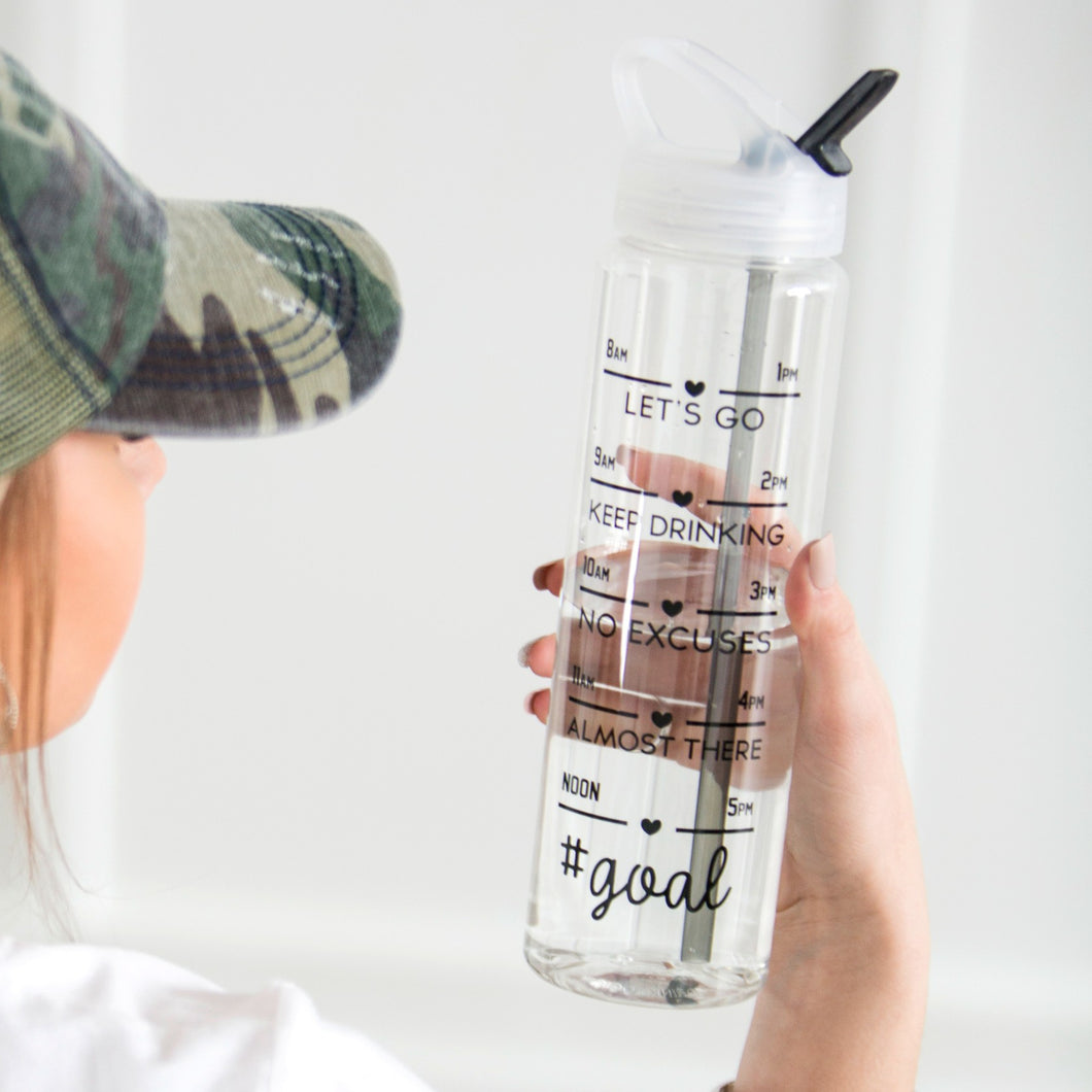 Goal Daily Tracker Straw Water Bottle
