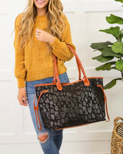 Load image into Gallery viewer, Black Leopard Tote Double Handle Weekend Bag
