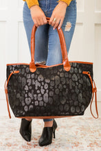 Load image into Gallery viewer, Black Leopard Tote Double Handle Weekend Bag
