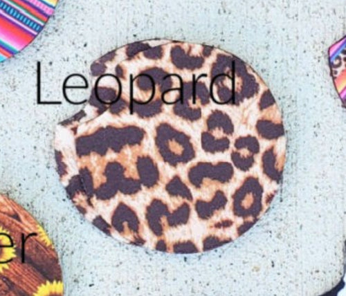 2 Pack Leopard Print Car Coasters