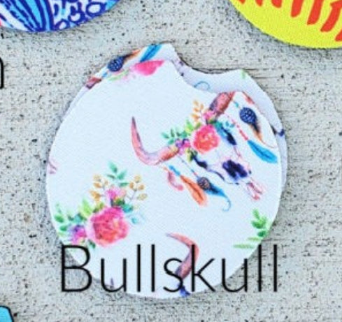2 Pack Bullskull Car Coasters