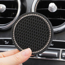 Load image into Gallery viewer, 2 Pack Black &amp; Rhinestone Car Coasters
