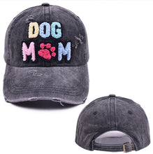 Load image into Gallery viewer, Dog Mom Chenille Patch Distressed Cap Hat
