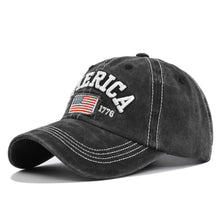 Load image into Gallery viewer, Mineral Washed Black America Est 1776 Embroidered Flag Cap Hat
