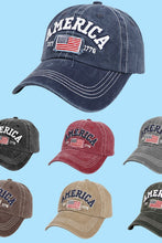 Load image into Gallery viewer, Mineral Washed Navy America Est 1776 Embroidered Flag Cap Hat

