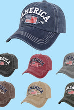 Load image into Gallery viewer, Mineral Washed Black America Est 1776 Embroidered Flag Cap Hat
