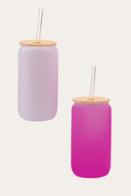 Load image into Gallery viewer, Pink Color Changing Glass Cup WITH Wood Lid &amp; Straw
