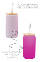 Load image into Gallery viewer, Pink Color Changing Glass Cup WITH Wood Lid &amp; Straw
