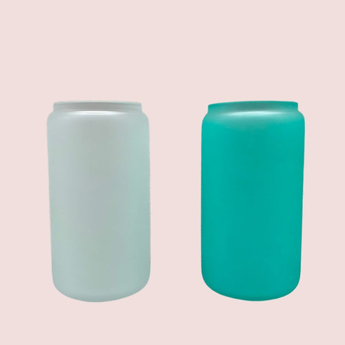 Turquoise Color Changing Glass Cup WITH Wood Lid & Straw