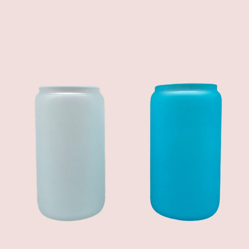 Light Blue Color Changing Glass Cup WITH Wood Lid & Straw