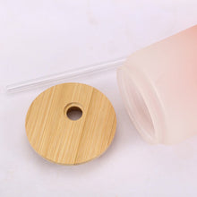 Load image into Gallery viewer, Pink Color Changing Glass Cup WITH Wood Lid &amp; Straw
