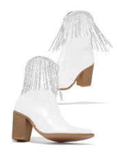 Load image into Gallery viewer, Rhinestone Fringe White Boot cowboy boot cowgirl boot bootie rhinestone tassel western boots
