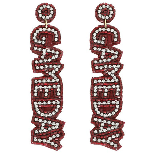 Garnet & Rhinestone Game Day Earrings University of South Carolina Gamecocks