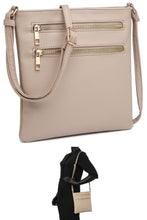 Load image into Gallery viewer, Taupe Double Zip Pocket Crossbody Bag
