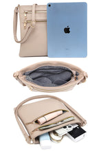 Load image into Gallery viewer, Taupe Double Zip Pocket Crossbody Bag
