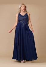 Load image into Gallery viewer, Plus Size Floral &amp; Vine Design Sleeveless Navy Dress (Sizes: 1XL-5XL)
