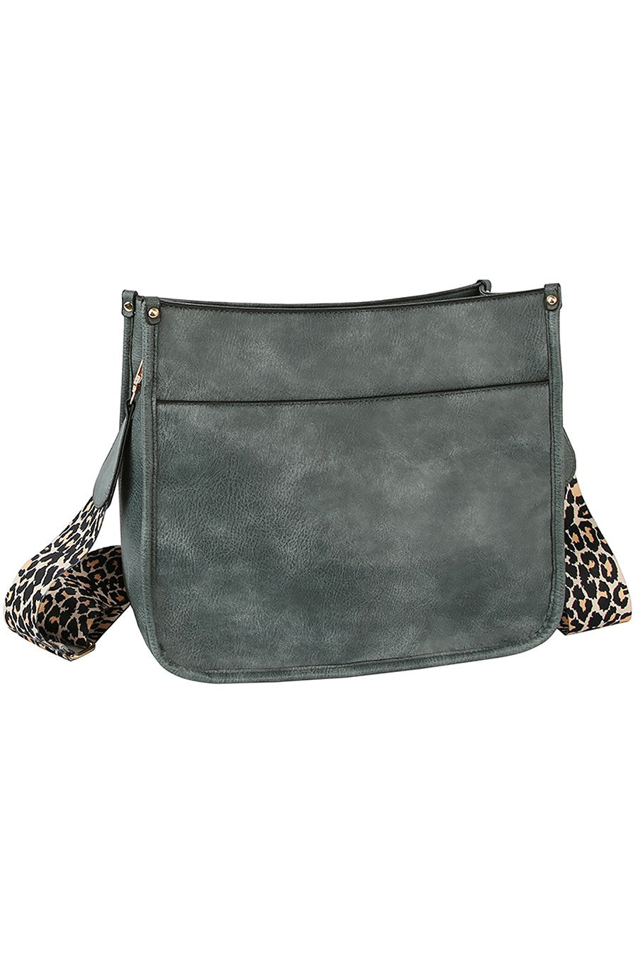 Dusty Dark Blue & Leopard Guitar Strap Crossbody Bag