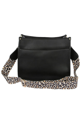 Black & Leopard Guitar Strap Crossbody Bag