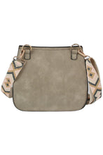 Load image into Gallery viewer, Grey Saddle Crossbody Bag with Aztec Guitar Strap &amp; Tassel
