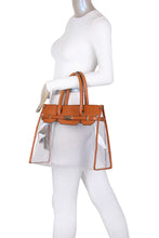 Load image into Gallery viewer, Stadium Clear &amp; Taupe Satchel WITH Matching Crossbody Bag (2-in-1)
